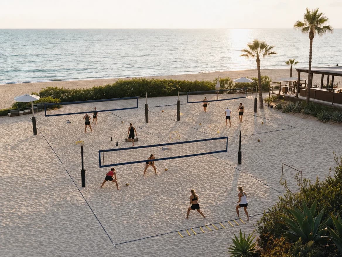 A volleyball training program at golden hour
