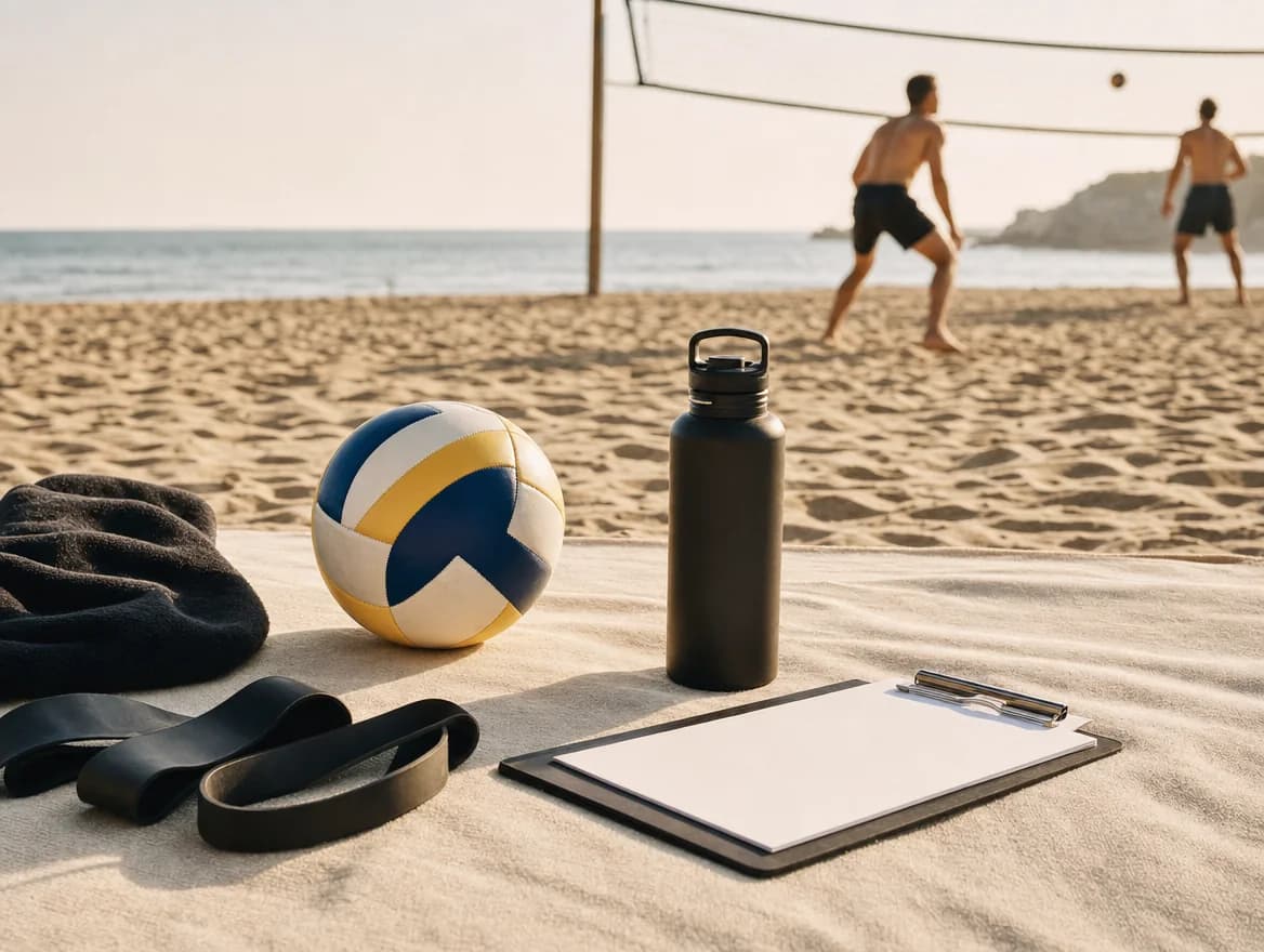 A structured volleyball training session on sand