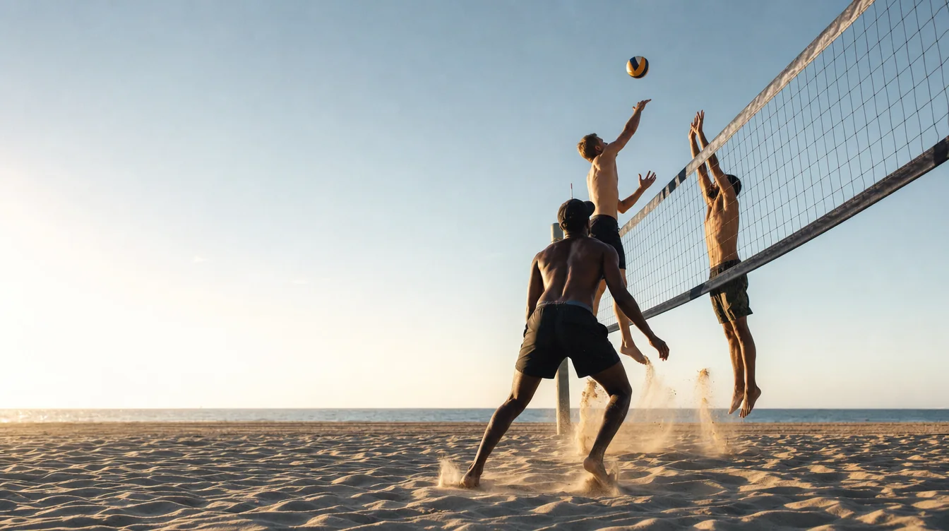 King of the beach volleyball attack at the net
